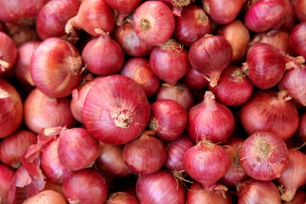Pile of red onions